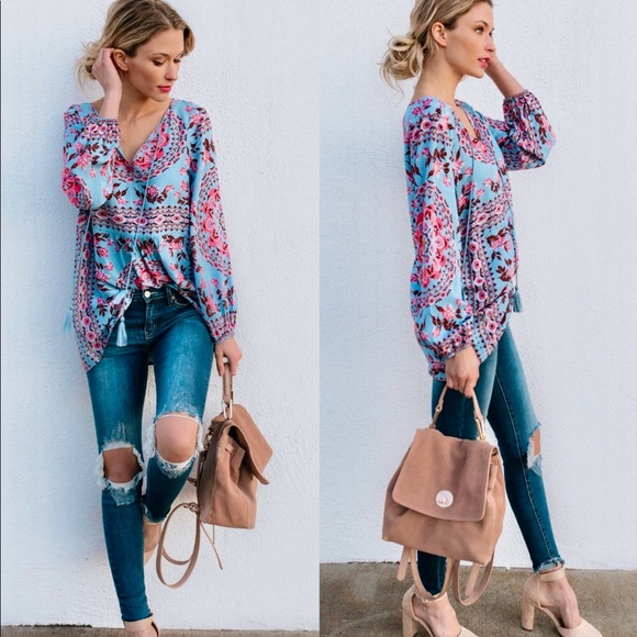 Gorgeous Boho Printed Top 1 Medium Left! - Picture 3 of 3